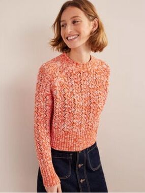 Boden Orange Marled Crewneck Sweater